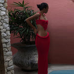 Chic Crochet Corset Top and Skirt Set