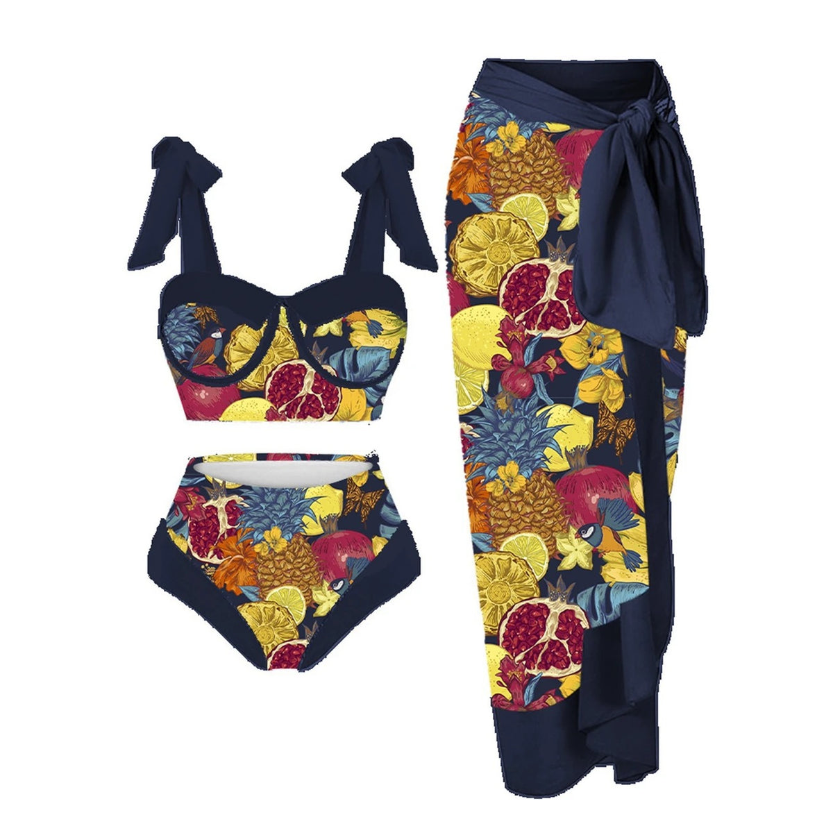 Printed Bikini Set with Sarong