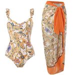Printed Swimsuit with Sarong