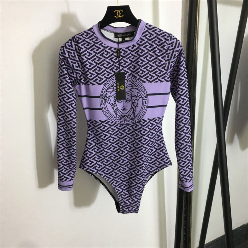 Versace Greca Medusa Long-Sleeve Swimsuit