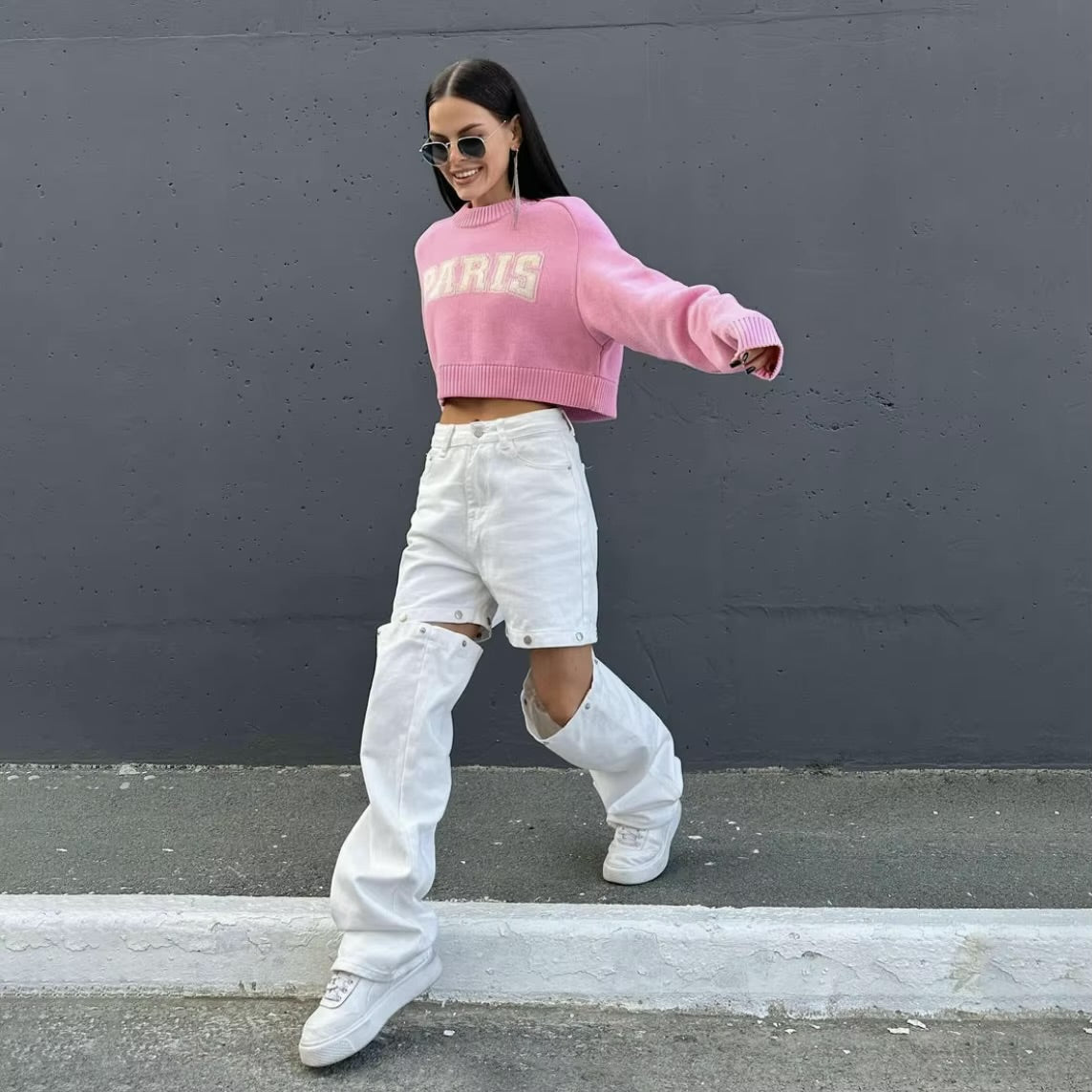 Distressed Convertible Jeans