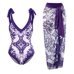 Printed Swimsuit with Sarong Set