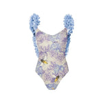 Floral Swimsuit with Ruffle Straps and Sarong