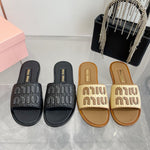 Miu Miu Raffia Slides