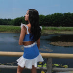 Breezy Blue and White Ruffle Two-Piece Set