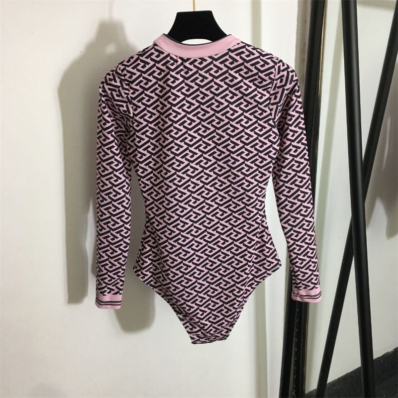 Versace Greca Medusa Long-Sleeve Swimsuit