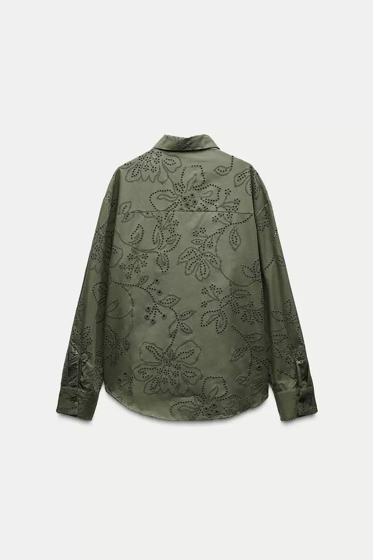 ZARA Floral Eyelet Shirt