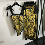 Versace Baroque Print Swimsuit and Sarong Set