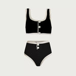 Chic Contrast Button Bikini Set