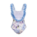 Floral and Bee Print Swimsuit with Sarong