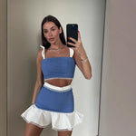 Breezy Blue and White Ruffle Two-Piece Set