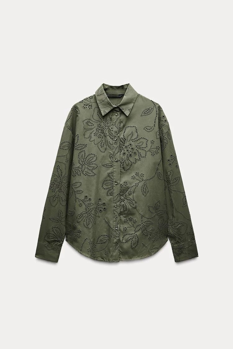 ZARA Floral Eyelet Shirt