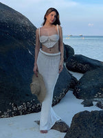 Chic Crochet Corset Top and Skirt Set