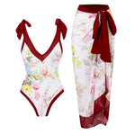 Printed Swimsuit with Sarong Set