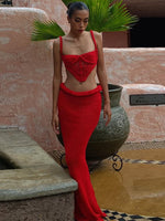 Chic Crochet Corset Top and Skirt Set