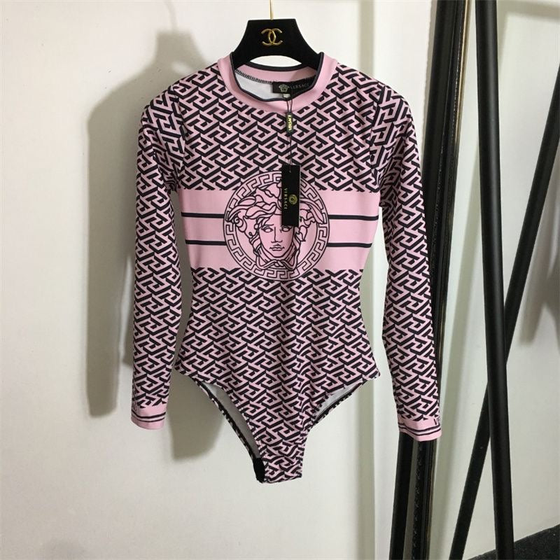 Versace Greca Medusa Long-Sleeve Swimsuit