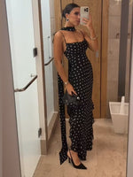 Polka Dot Maxi Dress with Scarf