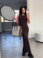 Sleek Sleeveless Knit Maxi Dress