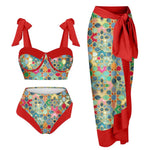 Printed Bikini Set with Sarong