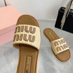 Miu Miu Raffia Slides