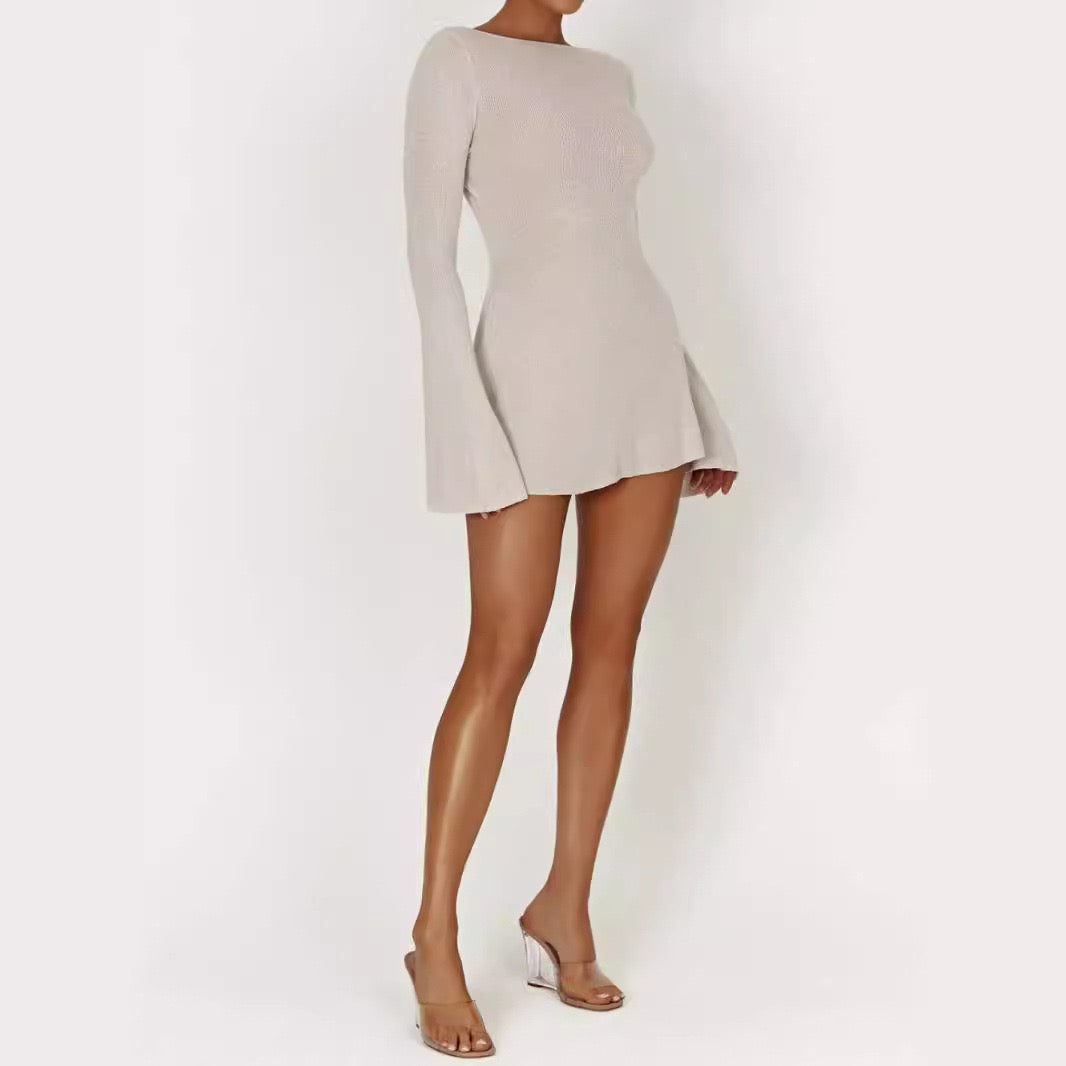 Chic Open-Back Knit Mini Dress