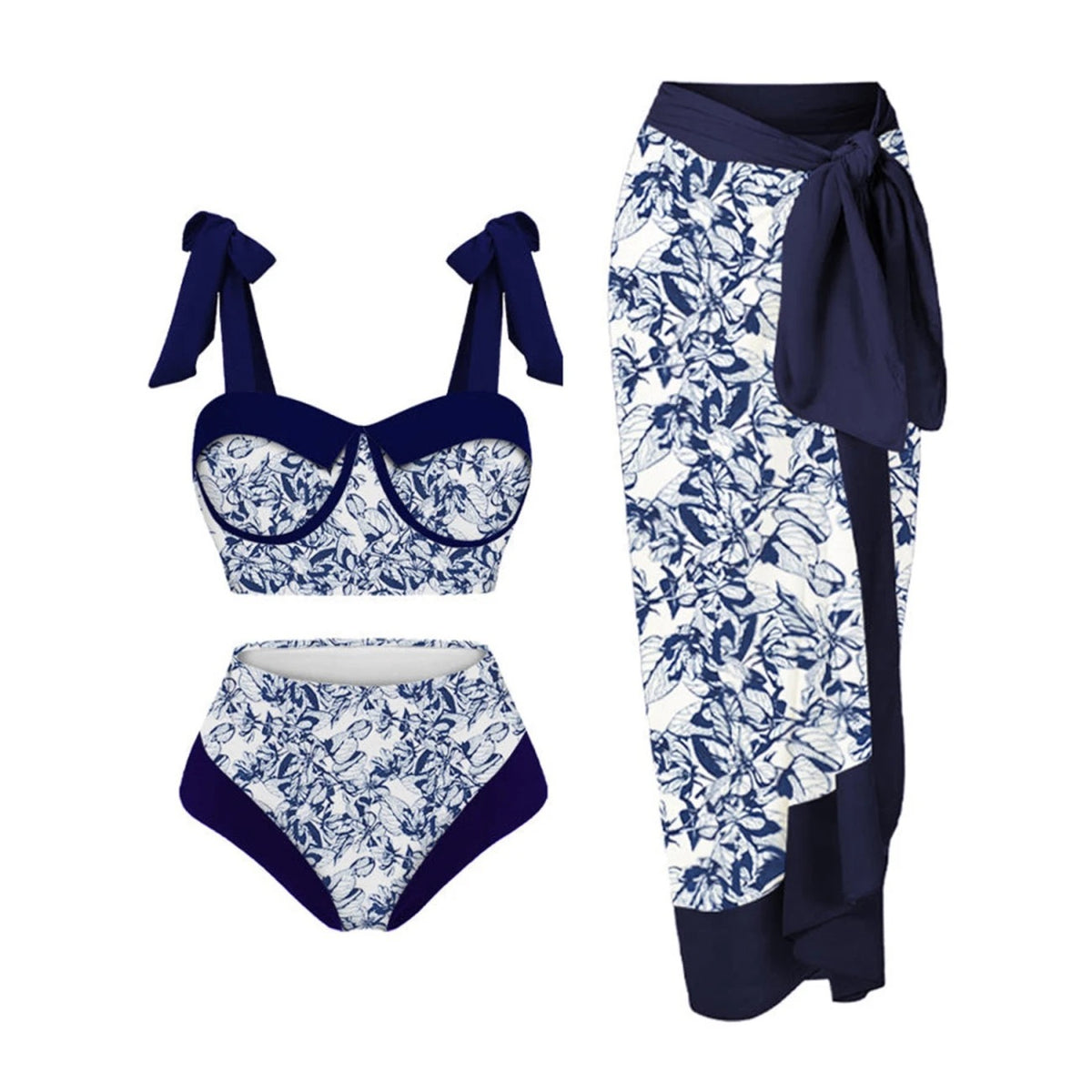 Printed Bikini Set with Sarong
