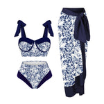 Printed Bikini Set with Sarong