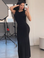 Sleek Sleeveless Knit Maxi Dress