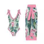 Printed Swimsuit with Sarong Set