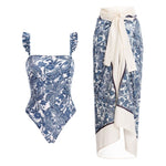 Printed Swimsuit with Sarong