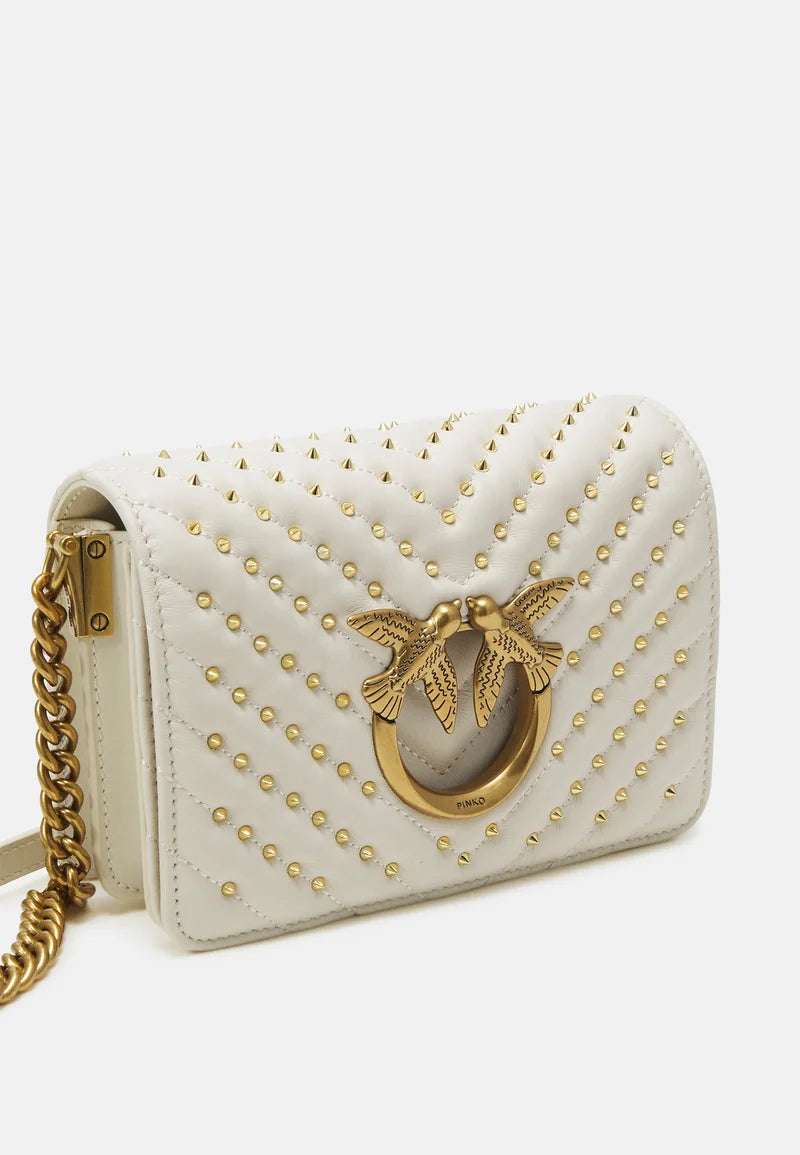 Pinko Love Studded Chevron Shoulder Bag