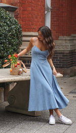Effortless Light Wash Denim Midi Dress