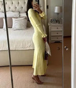 Long ruffled knitted dress