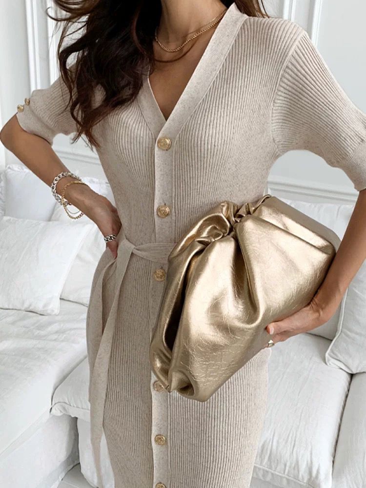 French retro royal style knitted dress