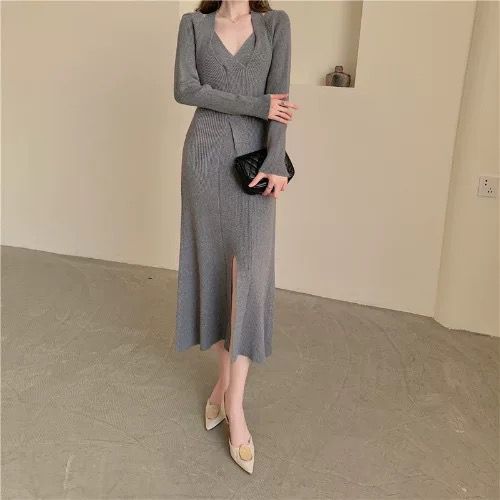 Halterneck sweater knitted dress