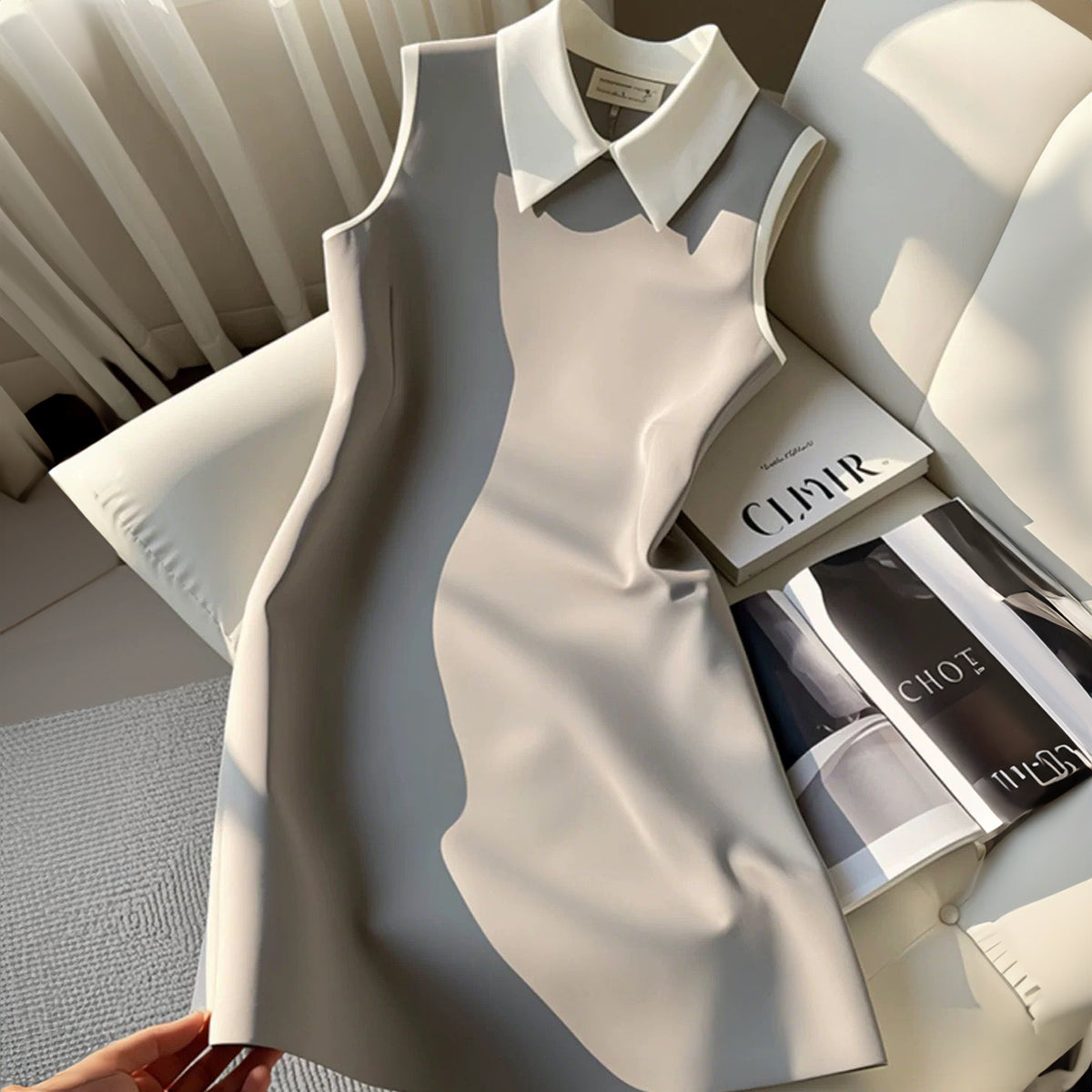 Ladylike style waist vest dress