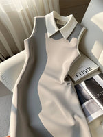 Ladylike style waist vest dress