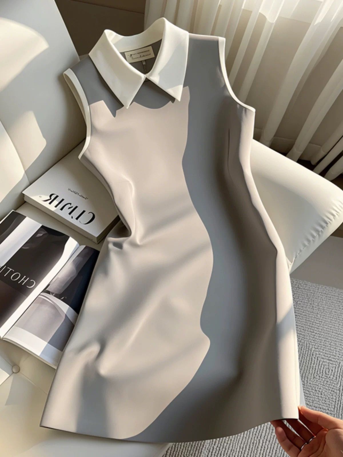 Ladylike style waist vest dress