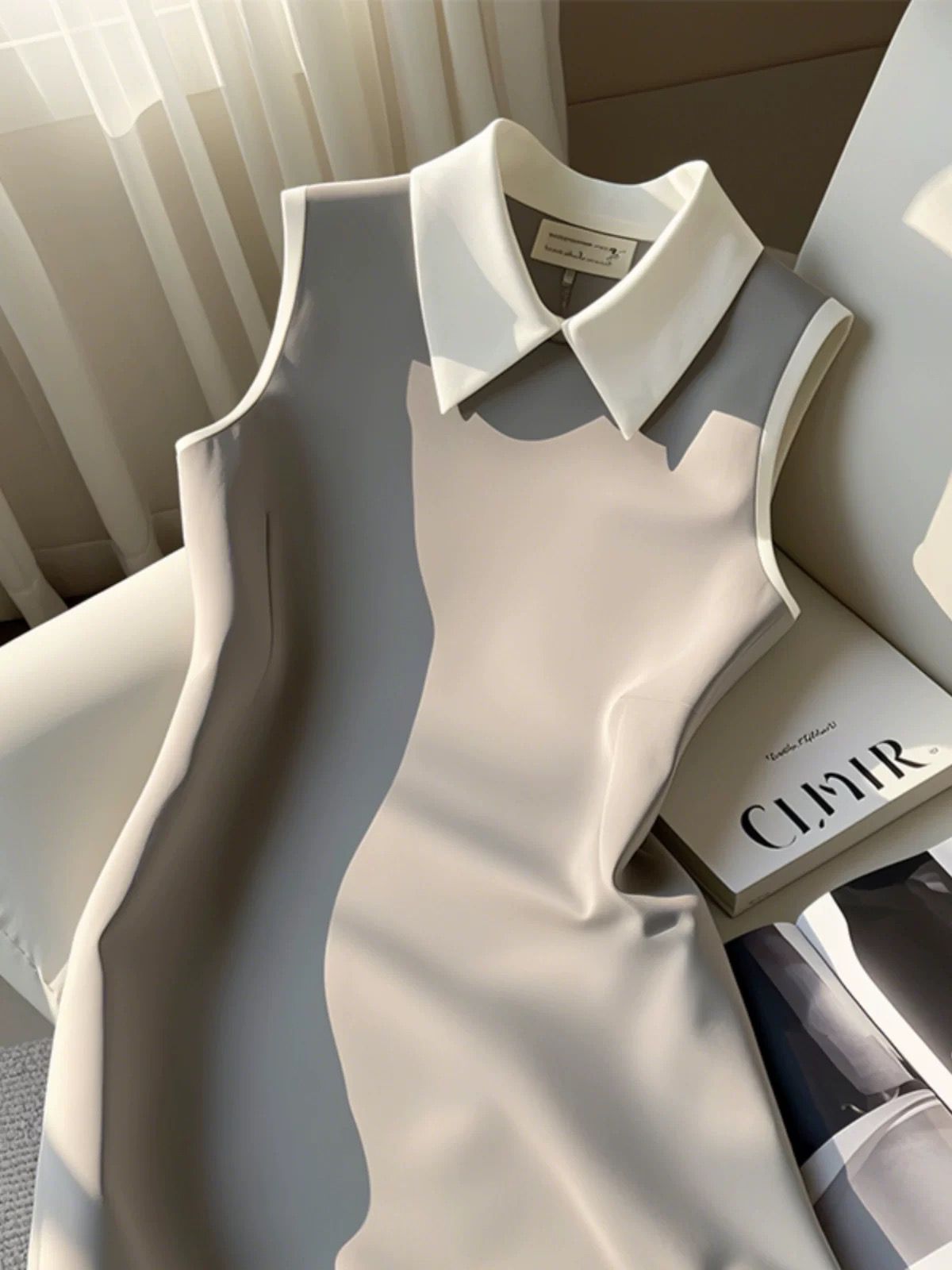 Ladylike style waist vest dress