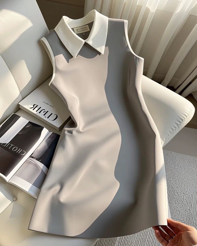 Ladylike style waist vest dress