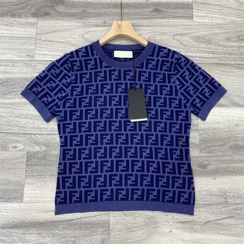 FINDI knitted series presbyopic short-sleeved top vest round neck dress