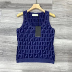 FINDI knitted series presbyopic short-sleeved top vest round neck dress
