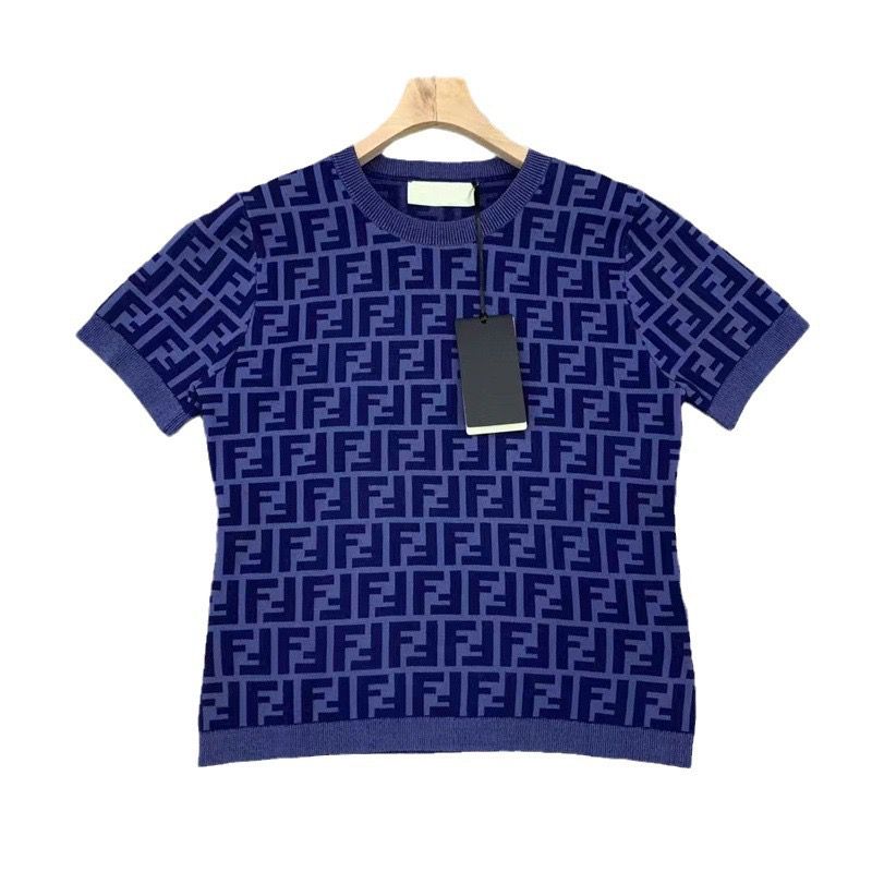 FINDI knitted series presbyopic short-sleeved top vest round neck dress