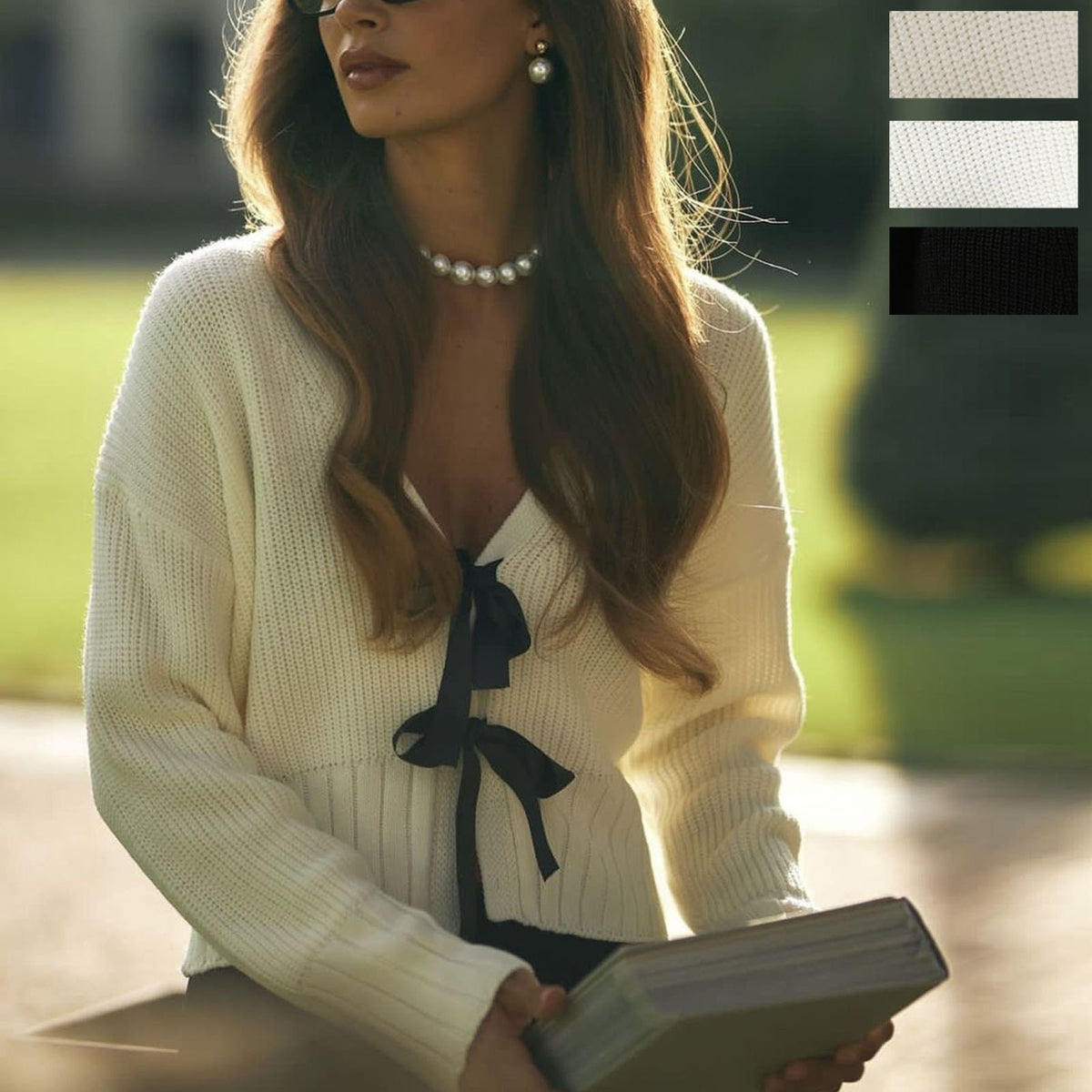 French bow sweater cardigan