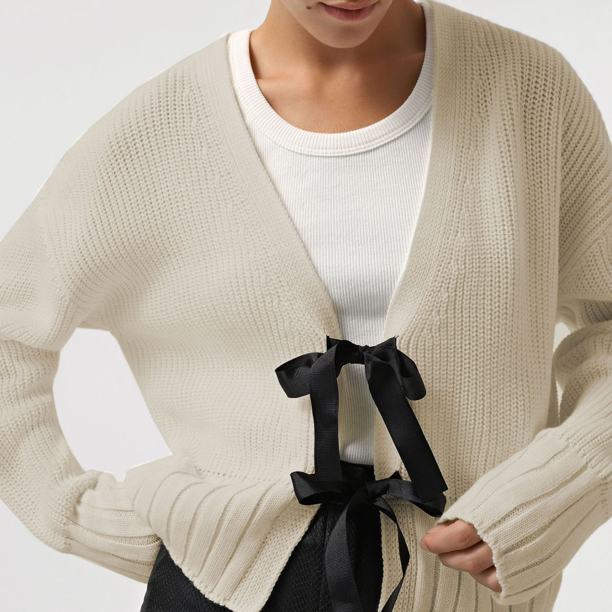 French bow sweater cardigan