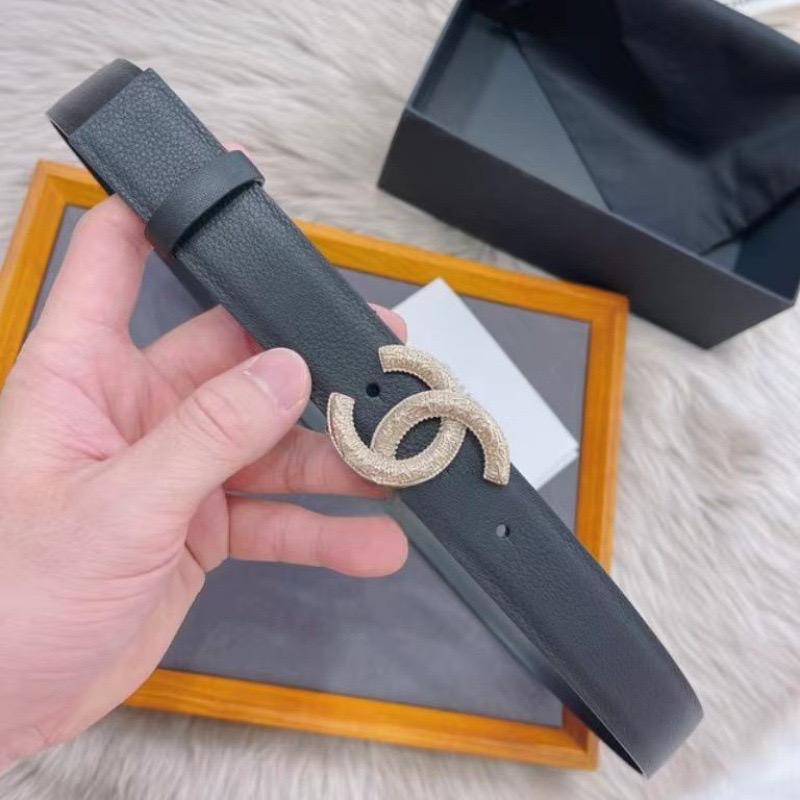 Chanel CC Leather Belt with Gold Hardware