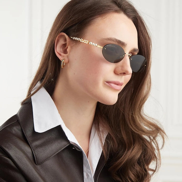 Gucci Oval Sunglasses with Pearl