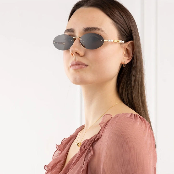 Gucci Oval Sunglasses with Pearl