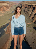 Criss-Cross Tie-Waist Long Sleeve Shirt