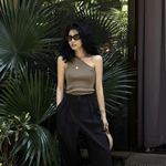 High-Waisted Pinstripe Wide-Leg Trousers